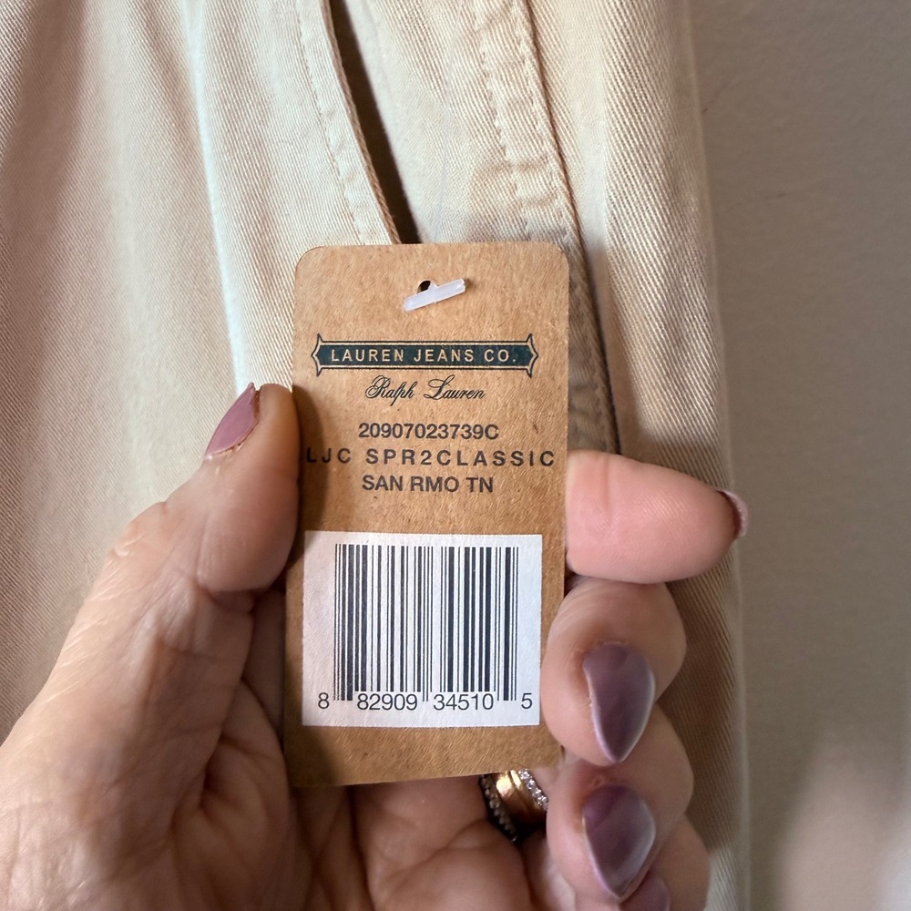 VTG Ralph Lauren Khaki Wide Leg Chino Pants Tan 100% Cotton Size 16 NWT Wide Leg - Picture 5 of 11